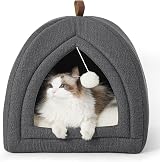 Bedsure Cat Cave Bed Igloo with Removable Washable Cushion 40x40x40cm Dark Grey view 7