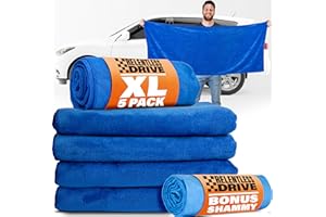 Relentless Drive Microfiber Towels for Cars (5 Pack) Huge Car Drying Towel 24” x 60” - Ultra Absorbent Drying Towels Car Detailing, Car Wash Towels - Shammy Towel for Car Included