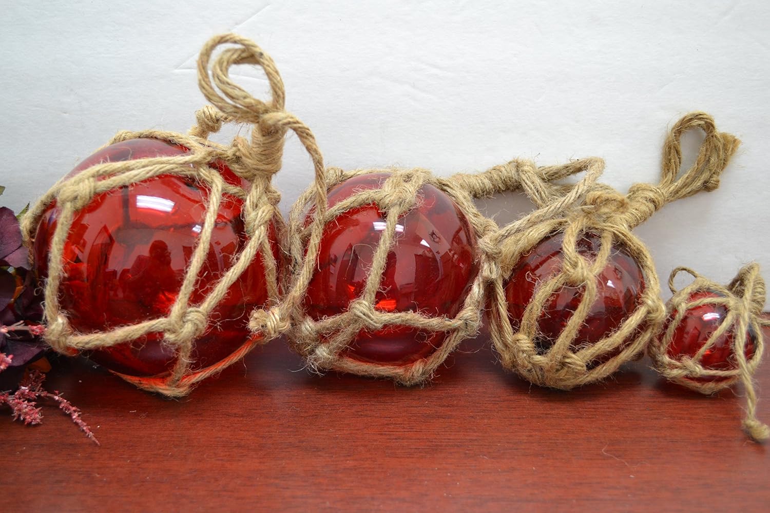 4 Pcs Red Reproduction Glass Float Fishing Buoy Ball 2" 3