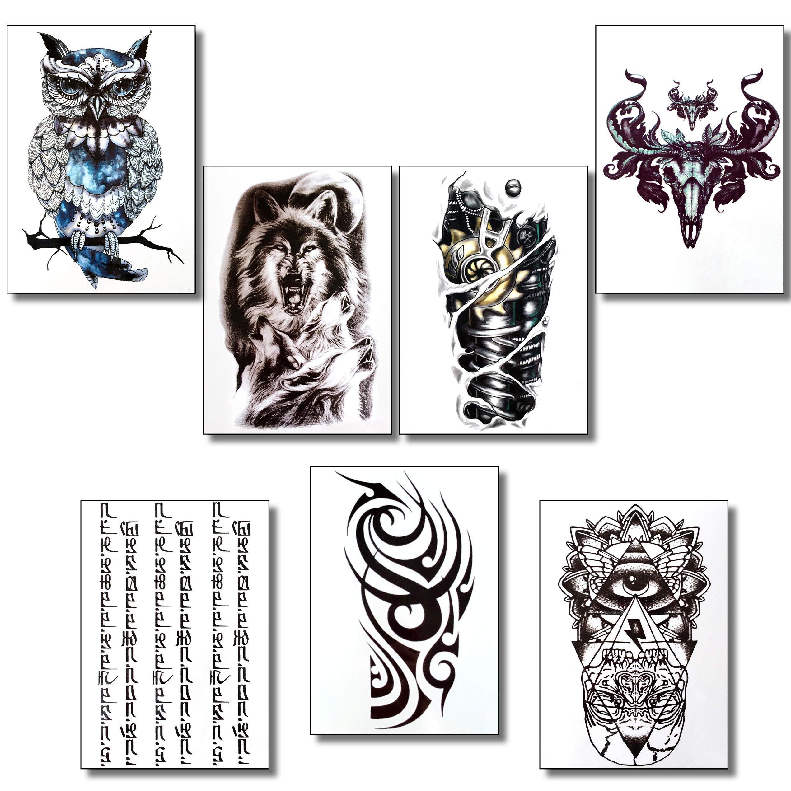 Buy Temporary Tattoos for Men Guys & Teens Fake Tattoo Stickers (8