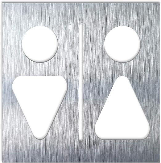Female Toilet Wc Bathroom Restroom Door Sign Black On Silver