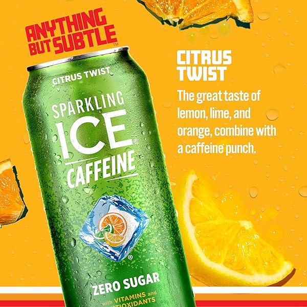 SPARKLING ICE CAFFEINE, CITRUS TWIST SPARKLING WATER WITH CAFFEINE, ZERO SUGAR, WITH ANTIOXIDANTS AND VITAMINS,16 FL OZ CAN