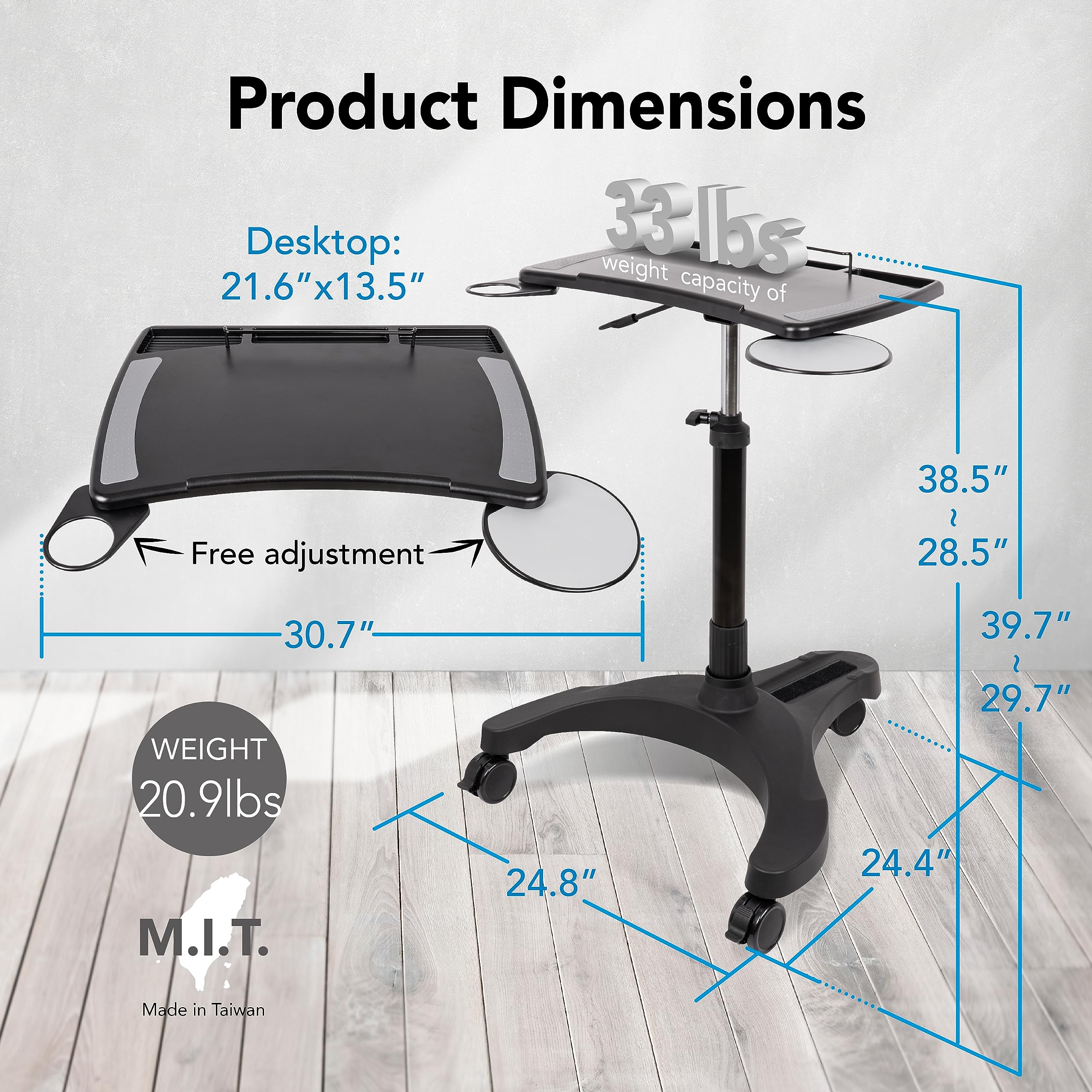 EHO Mobile Laptop Standing Desk Carts on Wheels