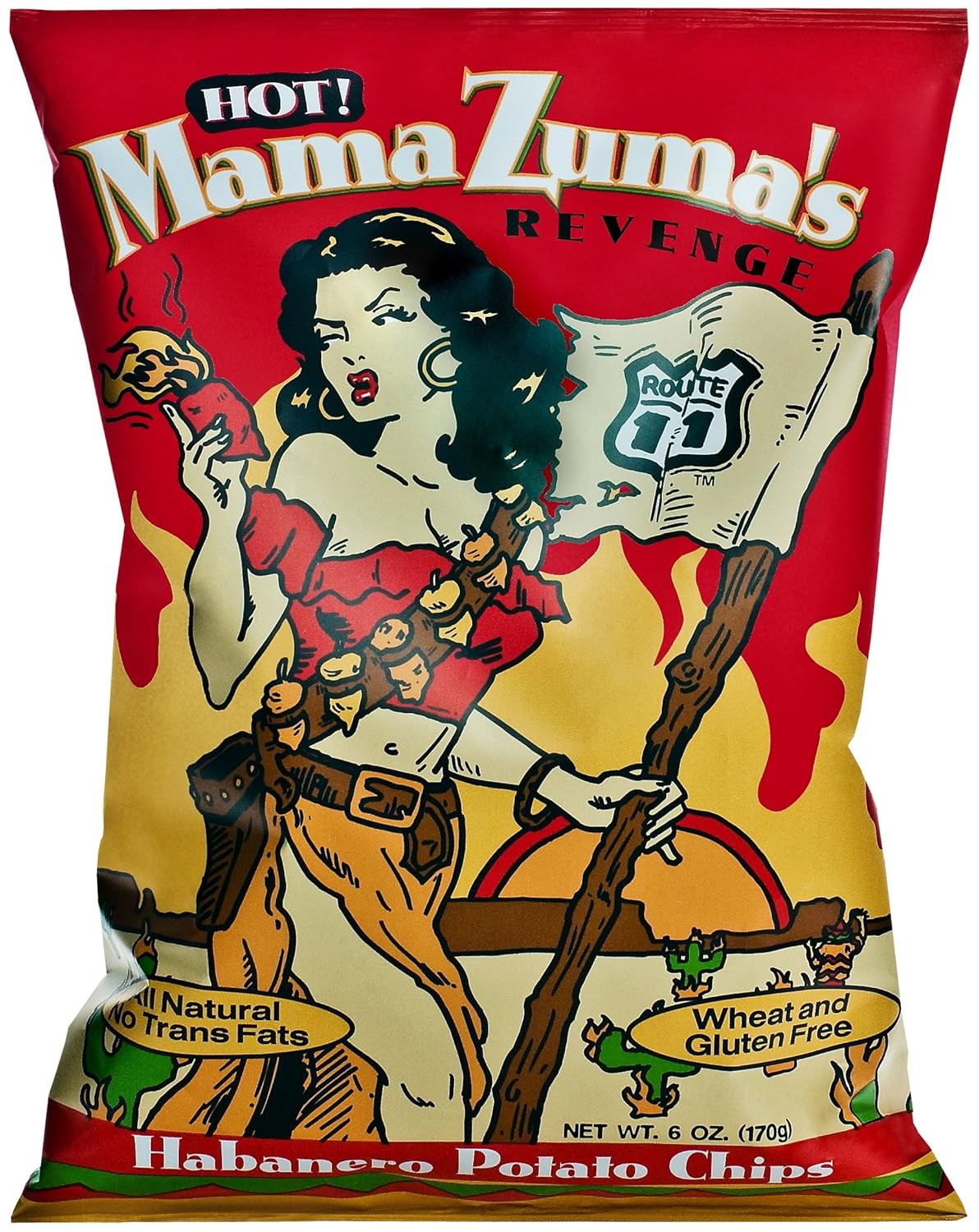 Route 11 Potato Chips, Mama Zuma's Revenge Hot Habanero, 2 oz bags (6