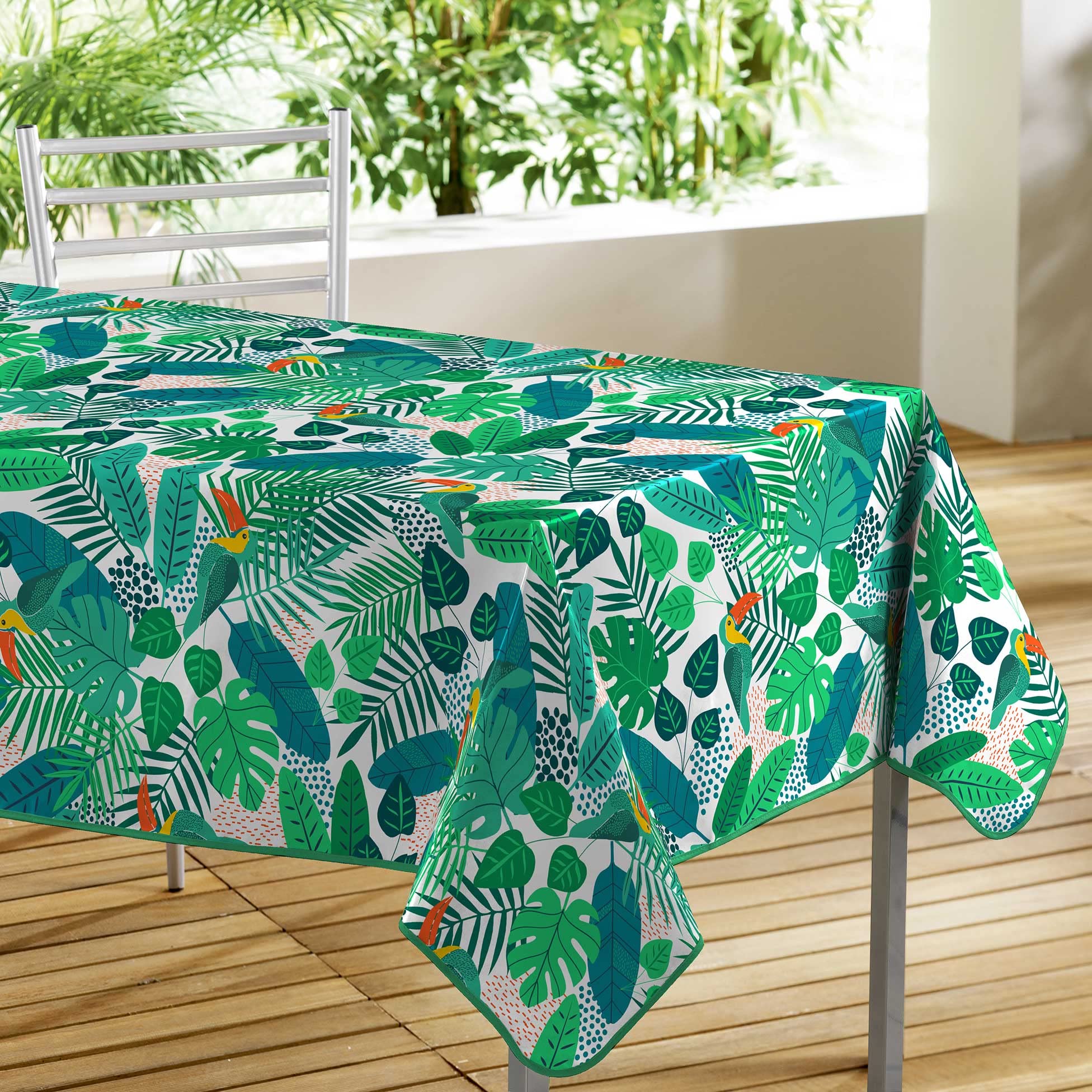 Douceur d'Intérieur, Tablecloth Rectangular (140 x 300 cm) Carlita White, PVC Printed