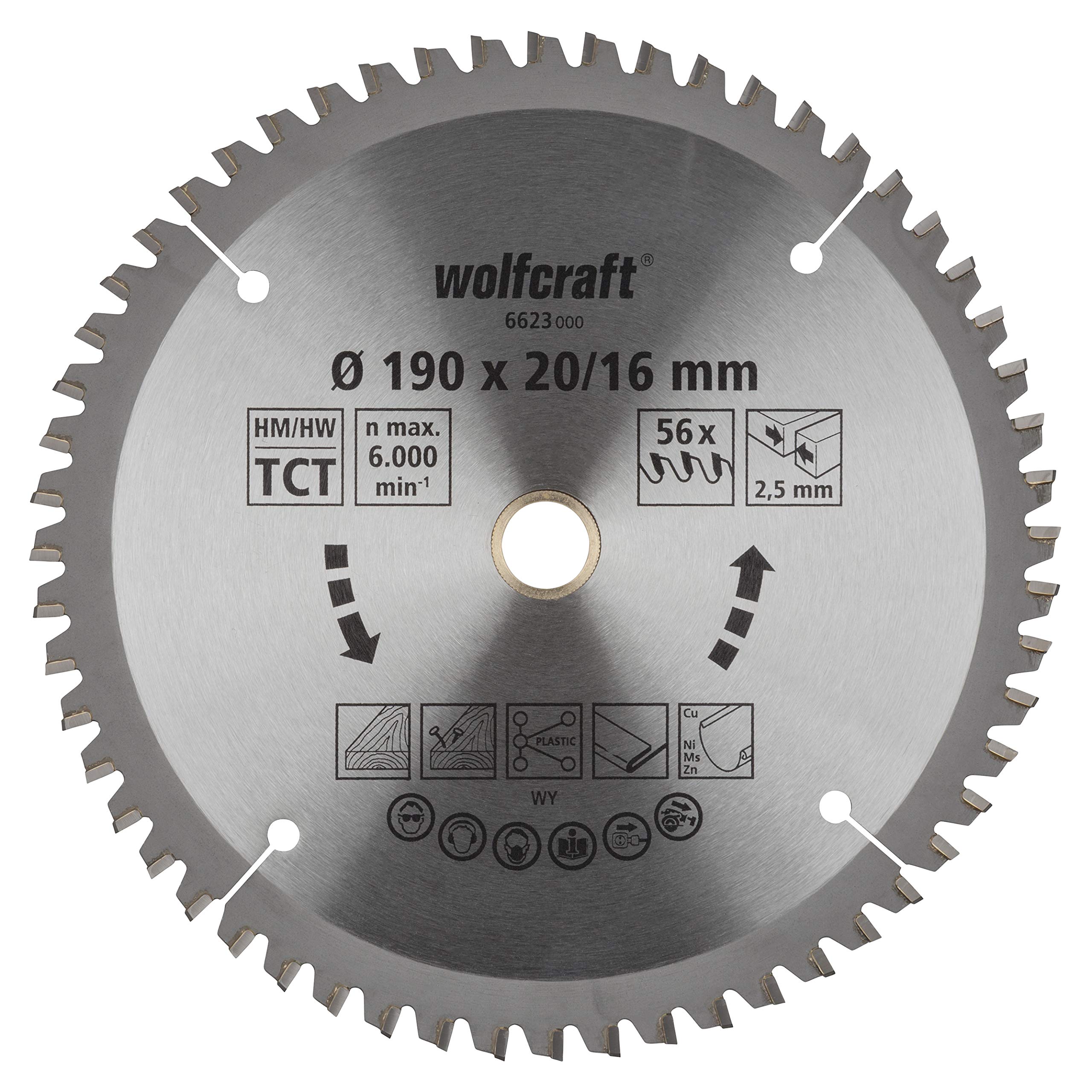 wolfcraft TC Circular Hand Saw Blade, new purple series I 6623000 I Fine, clean cuts