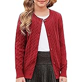 GRACE KARIN Girls Cardigan Button Front Cable Knitted School Uniform Sweater for 6-12 Years