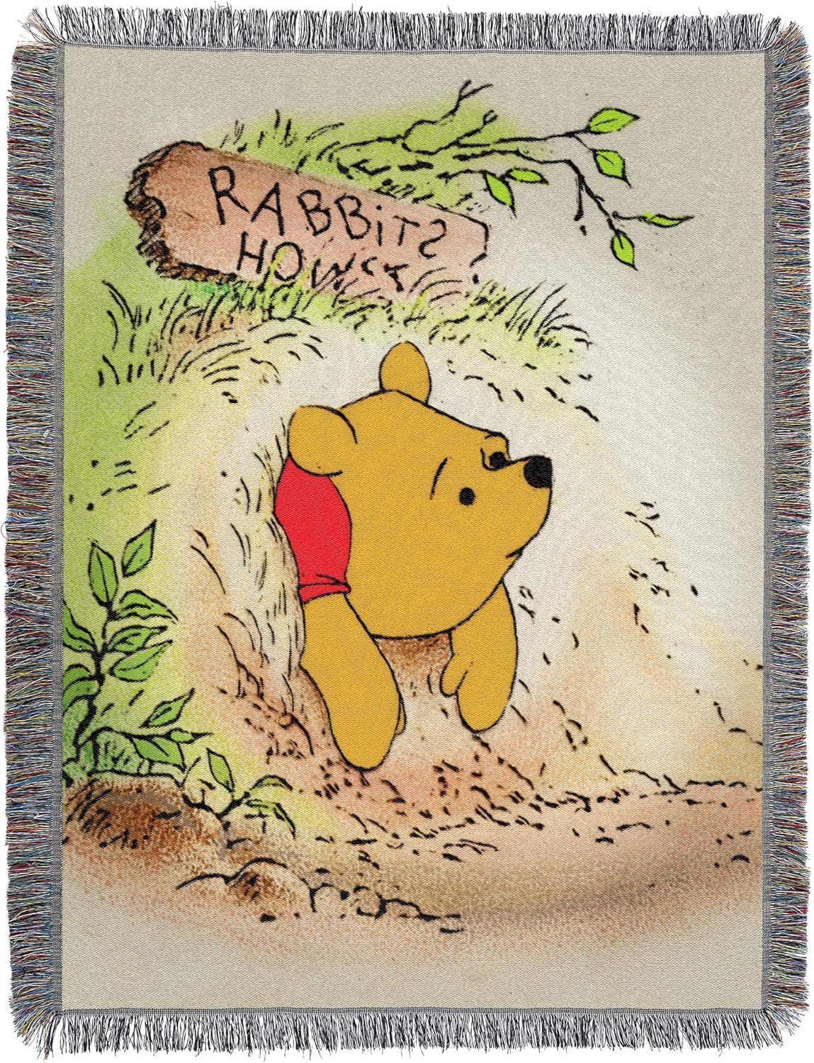 Disney's Winnie The Pooh, Vintage Pooh Woven Tapestry Throw Blanket, 48