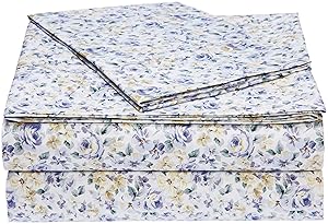 AmazonBasics Microfiber Sheet Set - Twin, Blue Floral