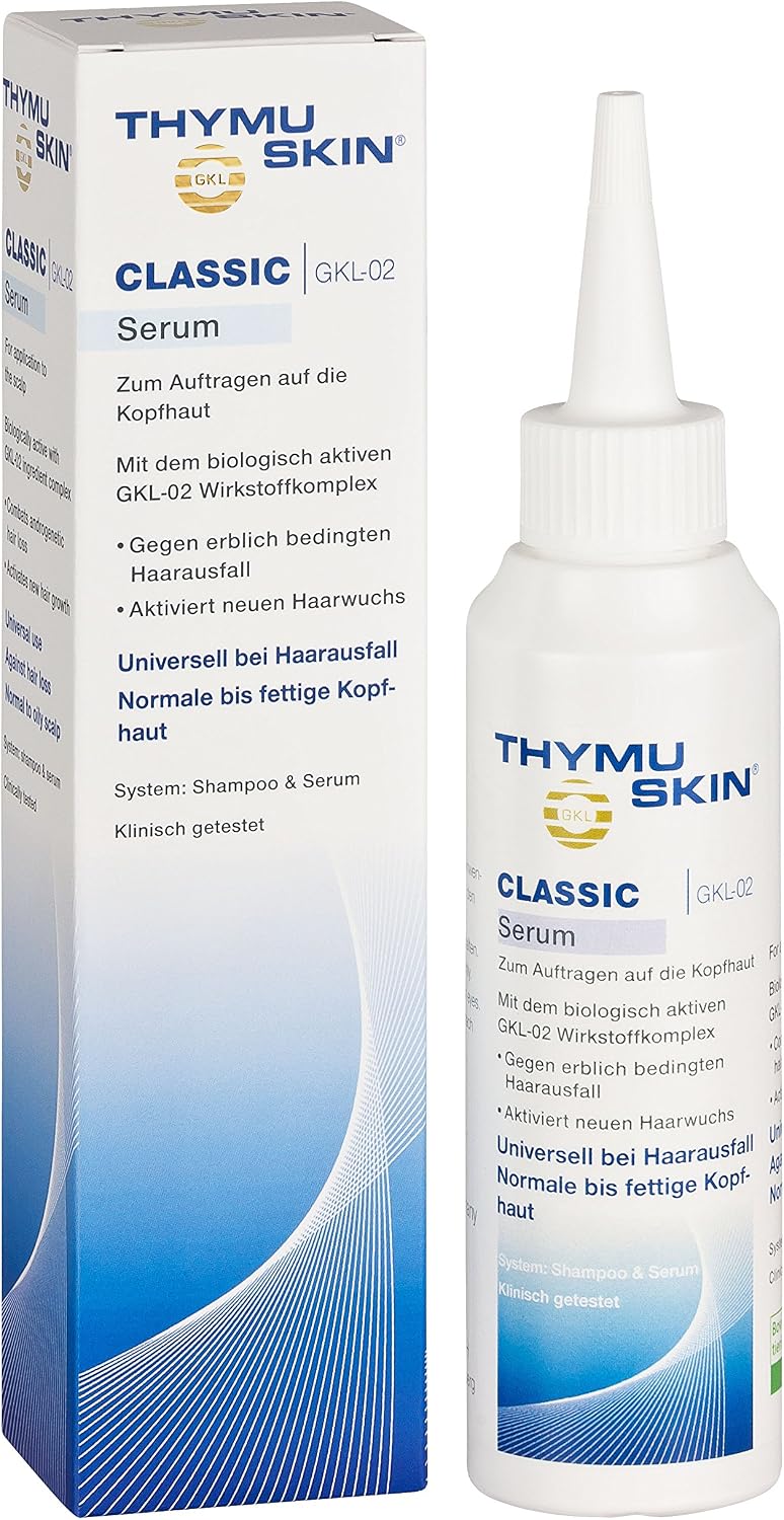 THYMUSKIN Classic Serum: For hereditary hair loss. Stimulates hair growth (1 x 100 ml), blue, 100 ml (Pack of 1) - Image 3