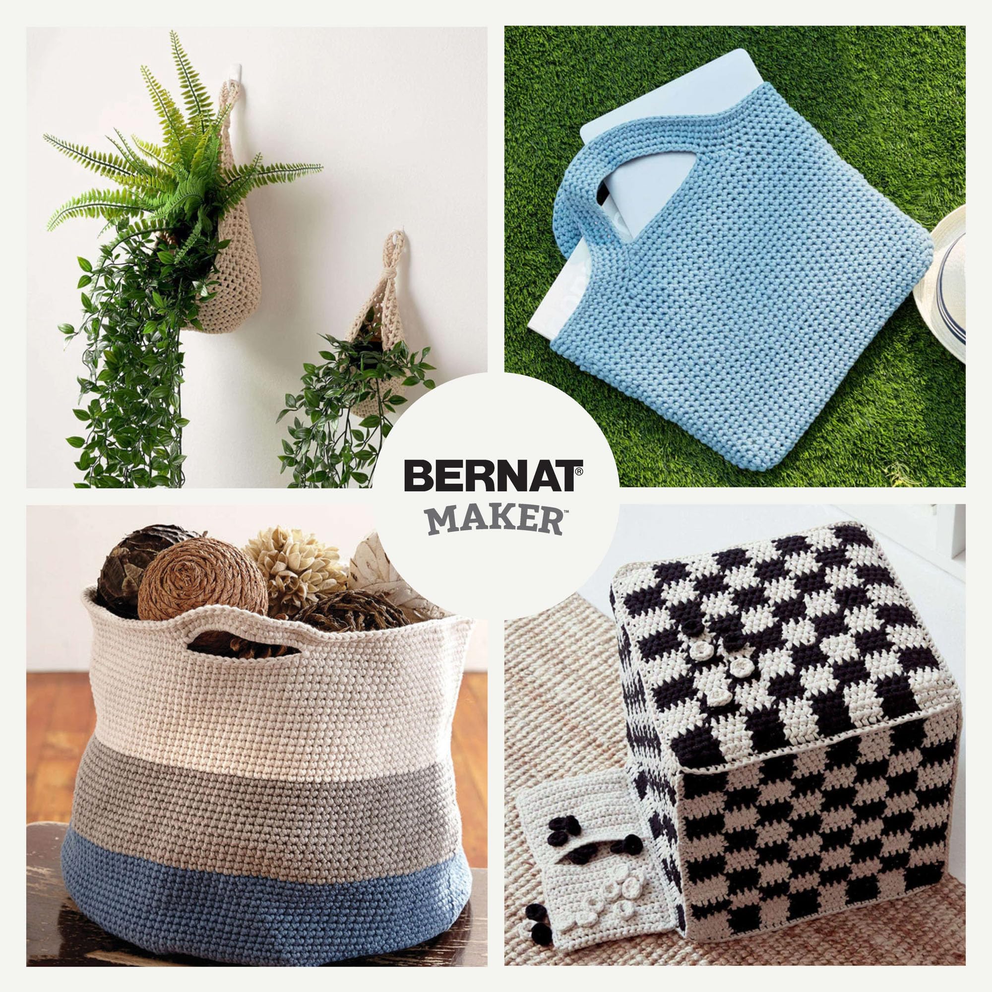 Bernat Maker Steel Blue Yarn - 2 Pack of 250g/8.8oz - 72% Cotton 28% Nylon - #5 Bulky - 290m/317Yards - for Knitting, Crochet and Amigurumi
