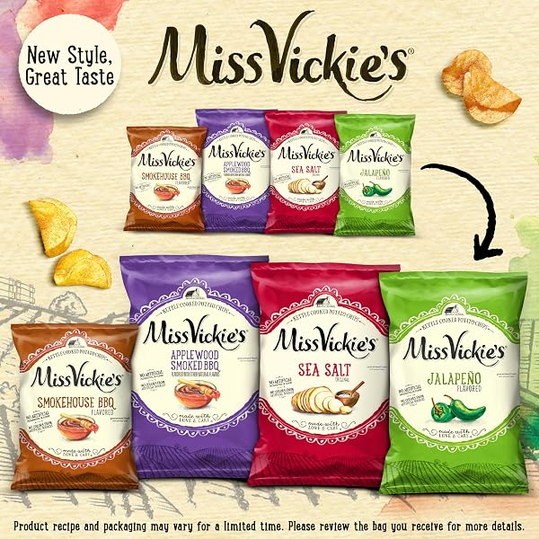 MISS VICKIE’S KETTLE COOKED POTATO CHIPS, JALAPENO, 1.375 OUNCE (PACK OF 28)