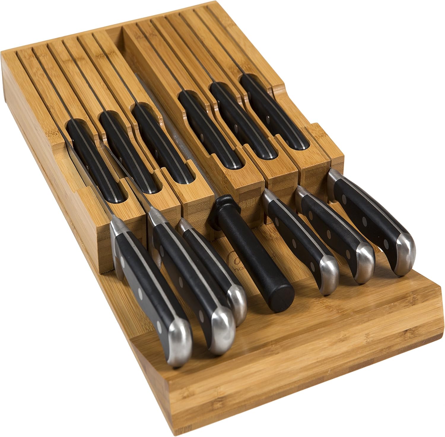 In Drawer Bamboo Knife Block Holds 12 Knives Not Included