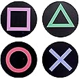 Paladone PlayStation Metal Drink Coasters - Set of Four - Slip-resistant Cork Base - Cool Coasters, Game Room Decor & Gift fo