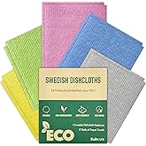 Eulnars Swedish Dishcloths for Kitchen, 10 Pack Reusable Paper Towels Washable, Ultra Absorbent Dish Towels for Washing Dishes, Non-Scratch Cellulose Sponge Cloths, No Odor, Biodegradable