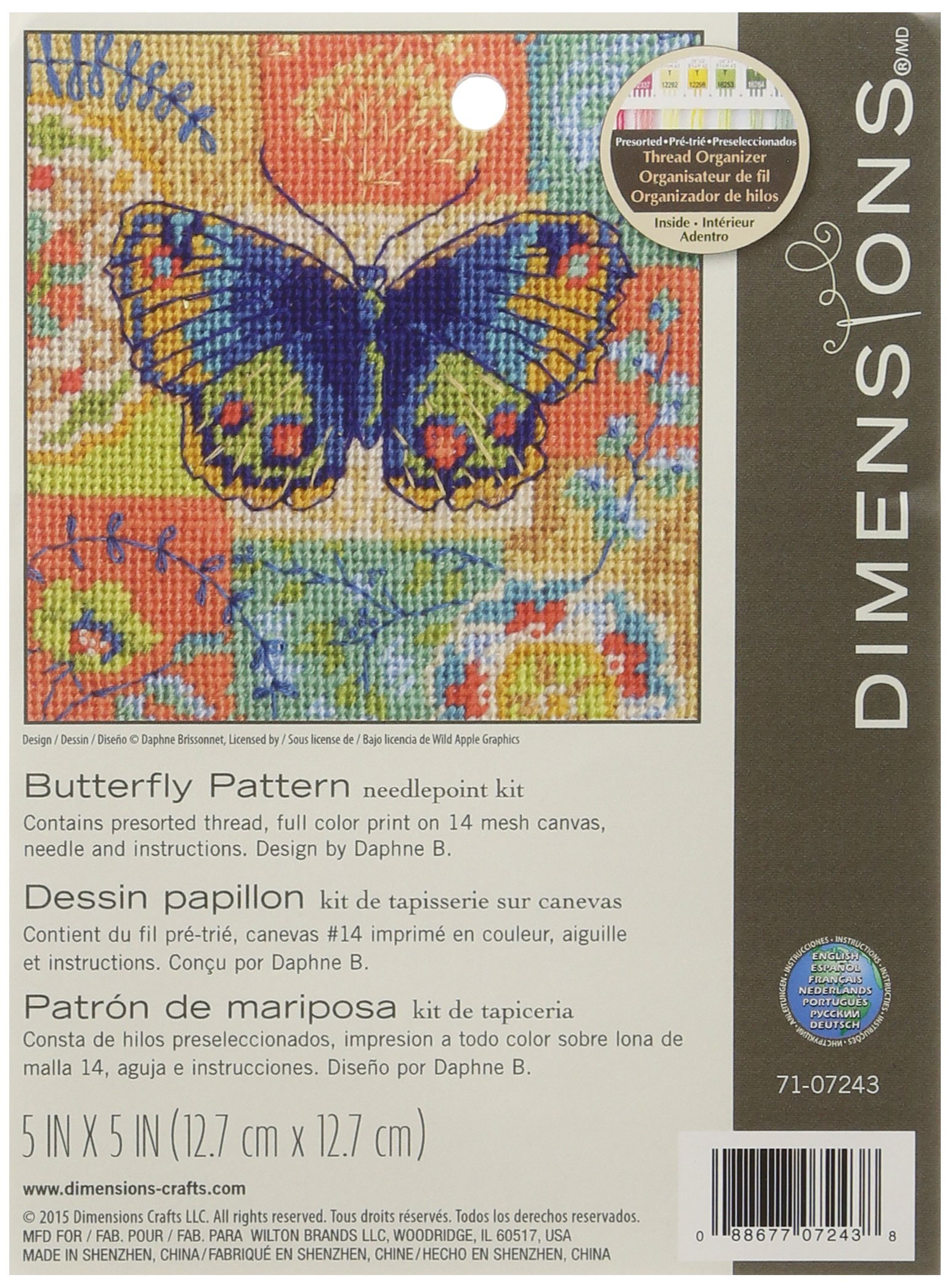 Dimensions Needlepoint Kit: Mini: Butterfly Pattern, Canvas, Various, One