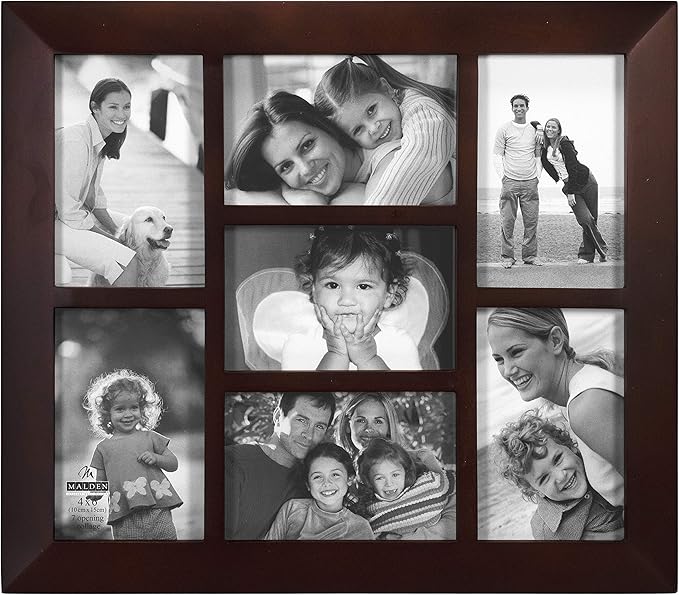 Malden International Designs Berkeley Beveled Edge Wood 7Opening 4 x 6