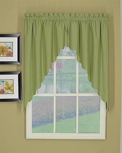 Todays Curtain CA2003K Orleans Swag Pair Tambour Scallop Edge Curtain, 60 x 38, Sage