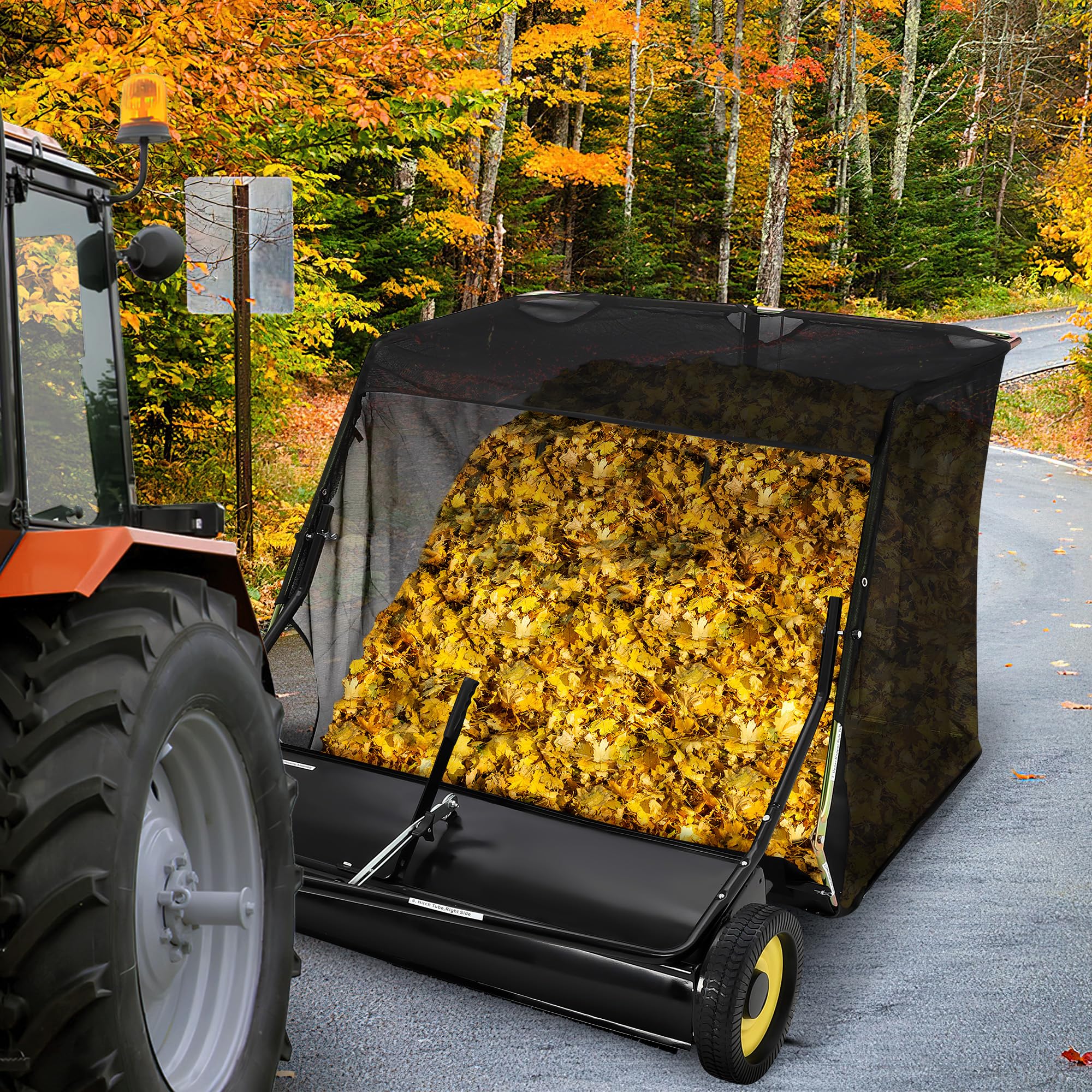 GarveeTools Tow Behind Lawn Sweeper, 50" Pull