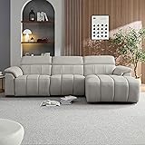 KEIKI 113" L-Shaped Genuine Leather Wall-Hugger