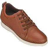 CALTO Men's Invisible Height Increasing Elevator Shoes - Dark Brown Leather Lace-up Casual Fashion Sneakers - 3 Inches Taller - S4313 - Size 7.5 D(M) US