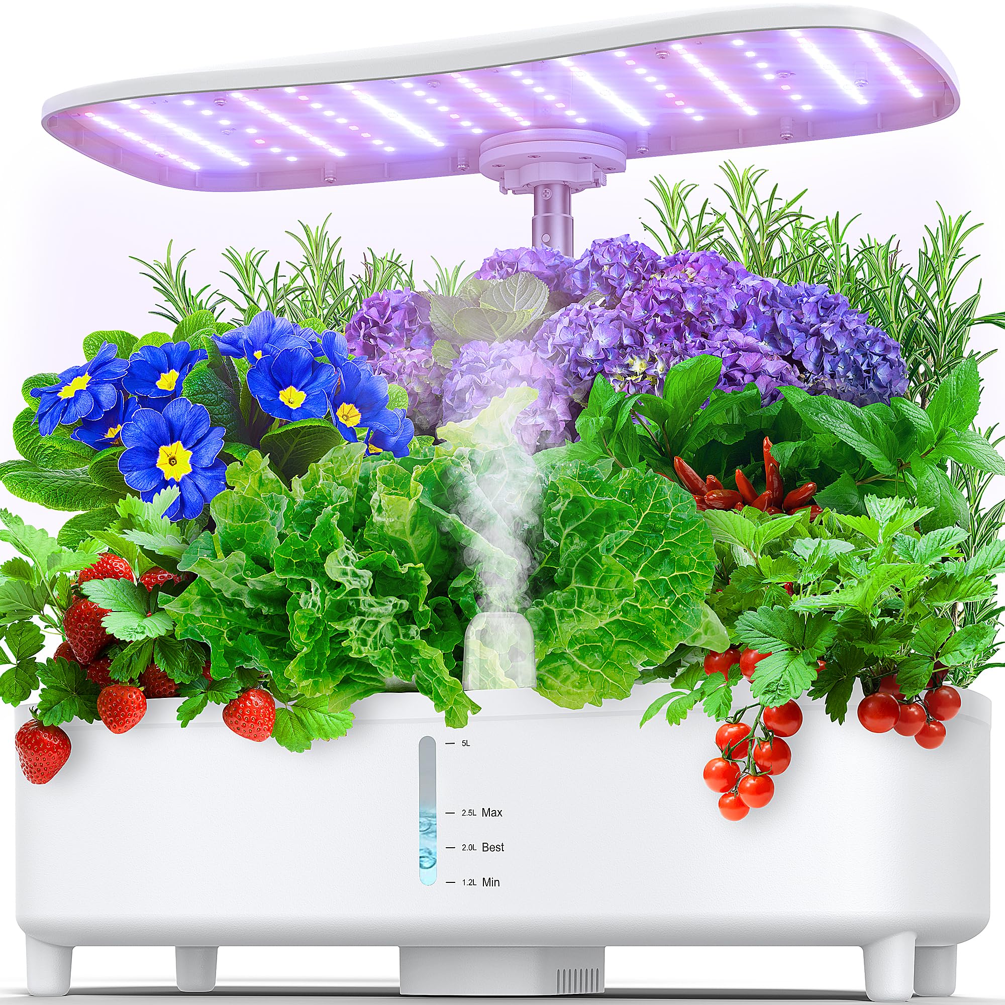 Photo 1 of Hydroponics Growing System Kit 15 Pods Misting Herb Garden Indoor Garden Indoor Gardening System 5L Water Capacity 48W Grow Light Gardening Gifts for Women House Warming Gifts New Home (White)
