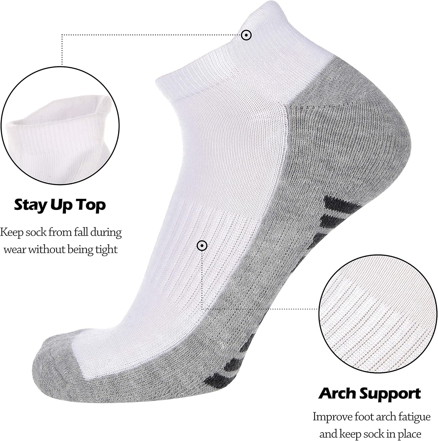 Eallco Mens Ankle Socks Low Cut Athletic Cushioned Running Tab Socks 6 Pack: Clothing