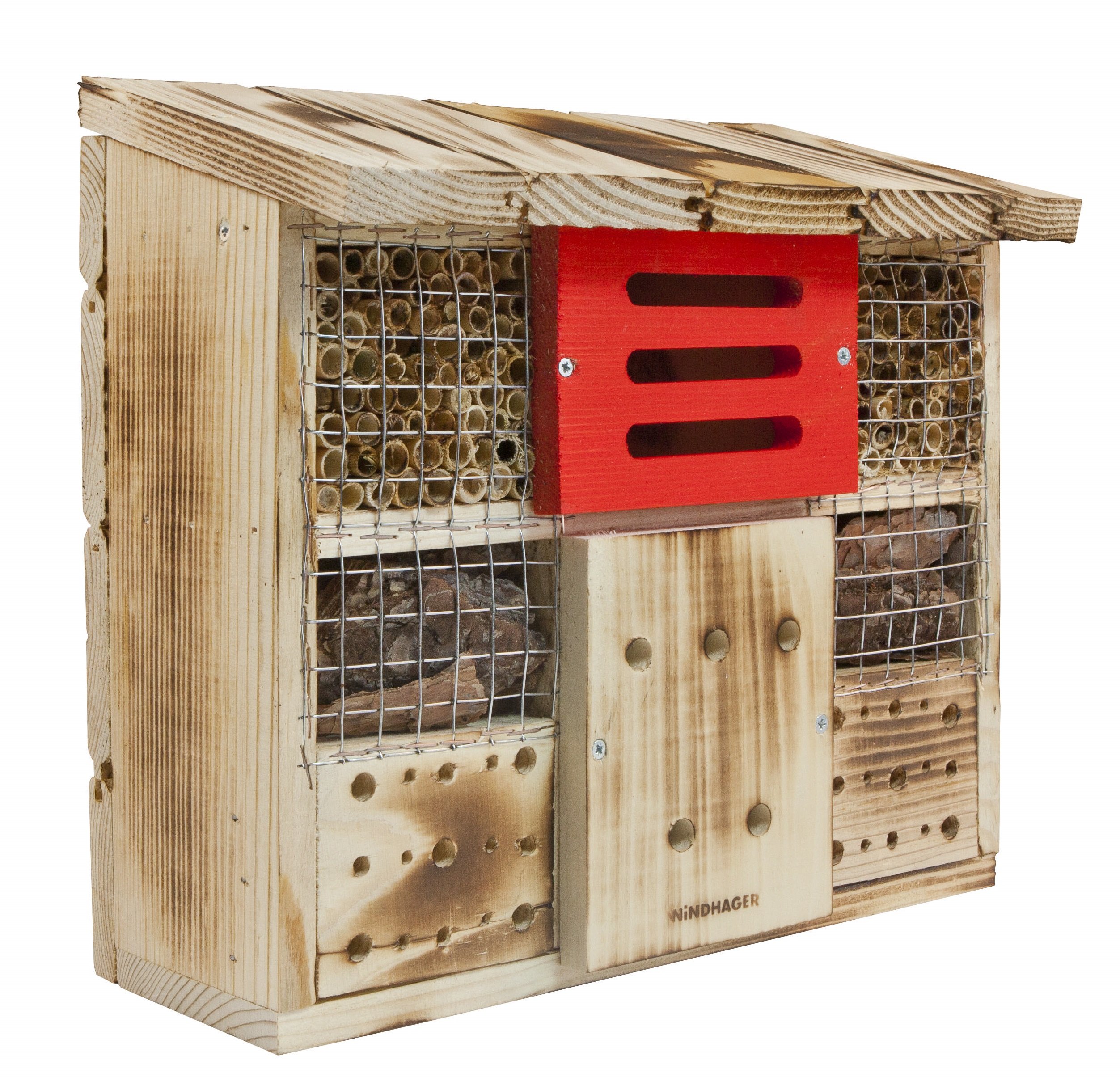 Windhager Insect Hotel for Lind, Insect House, Nesting Place, Protection for Many Insects, Made of Solid Spruce and Poplar Wood, Brown, 06991, 13.5 x 30 x 27 cm