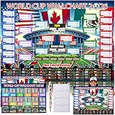 World Cup Schedule Poster 2026&Final Round 48-Team Collection Showcase,2Pcs Functional Folded Poster&Ballpoint Pen,Football World Cup Soccer Merchandise&Accessories Decorations,Gifts for Soccer Fans