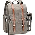 Picnic Backpack for 4 Person with Large Insulated Cooler Bag, Picnic Basket Set with Wine Pouch,Waterproof Picnic Blanket & Cutlery Set. Perfect for Beach, Camping, Party,Wedding Gift for Couple,Brush
