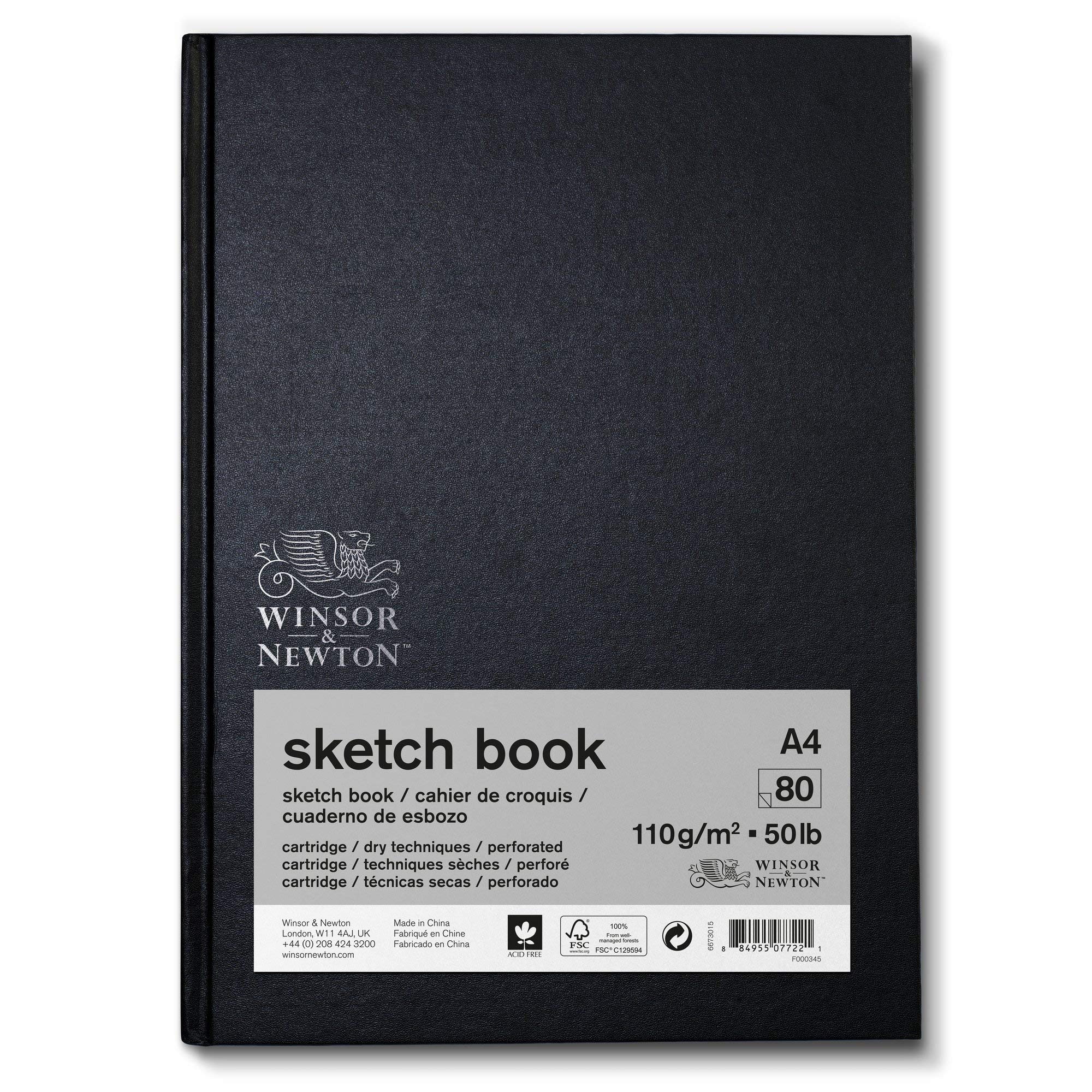 Winsor & Newton 6673015 Spiral Sketchbook, 80 Sheet, 110gsm, 80 Page, A4 Size, Natural White