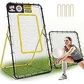 JOLORLY 2-in-1 Volleyball Rebounder Net System, Adjustable from 7x4 ft to 4x4.5 ft, 4-Angle Bounce Back Net, Training Equipment for Volleying, Bumping, Spiking Practice, Resists Twisting