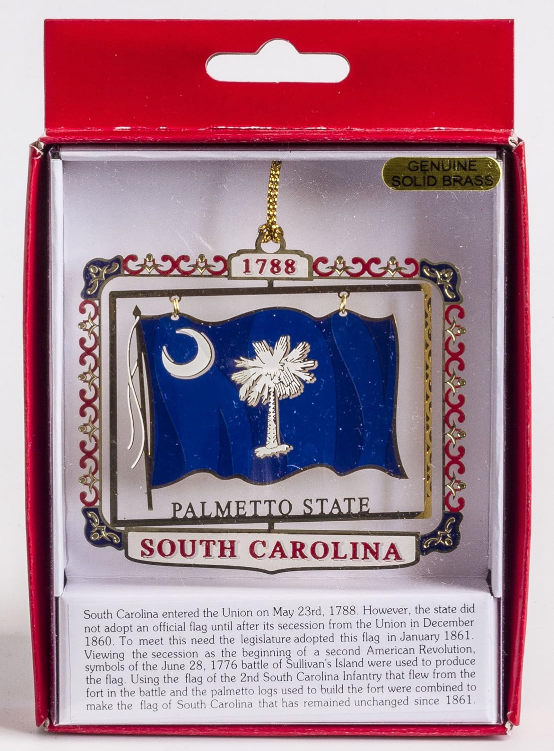 palmetto outdoor kitchen charleston sc on Amazon Com Charleston South Carolina Palmetto State 1788 Single Genuine Solid Brass Christmas Tree Ornament 50mm Kitchen Dining