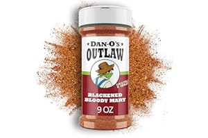 Dan-O's Outlaws Blackened Bloody Mary Seasoning, 9 oz Bottle, All Purpose Seasoning for Chicken, Seafood, Drinks, Veggies and More, Use this Spice Blend to Rim Glasses or Season Snacks