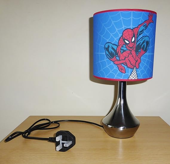 Spiderman Bedside Lamp Boys Bedroom Light Lamp Shade Blue Amazon Co Uk Lighting
