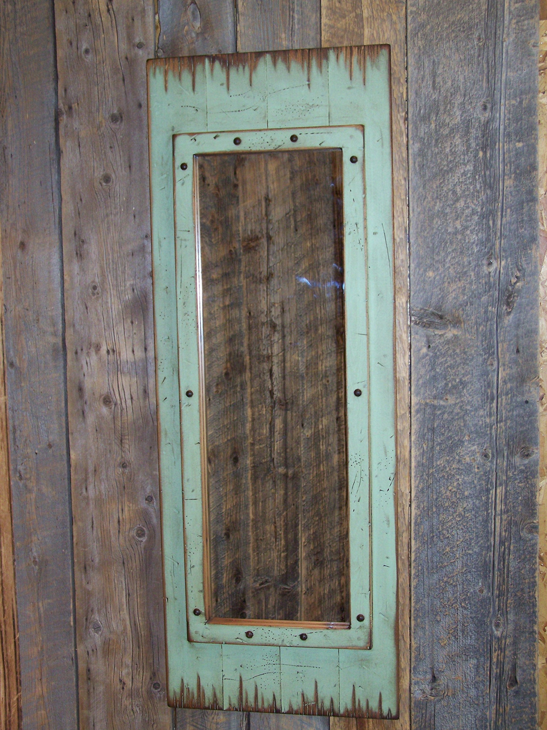 Rustic Light Green Rectangle Western FullLength Barn Wood