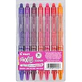 PILOT FriXion Vibe Clicker Erasable Gel Pens, DreamGlow, 0.7mm, 7-Pack | Find your DreamGlow vibe, erasable colored pens 0.7, pink &amp; purple inks, retractable, refillable, quick drying, journal pens
