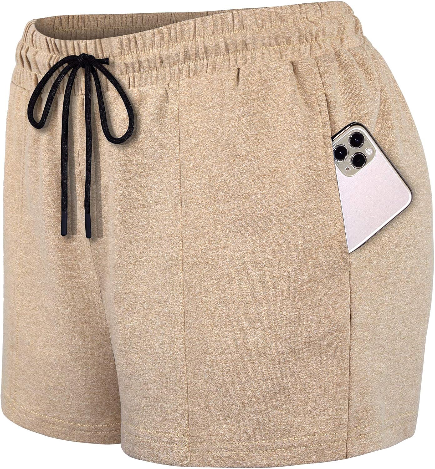 SeSe Code Womens Drawstring Elastic Waistband Workout Sport Shorts with Pockets: Clothing