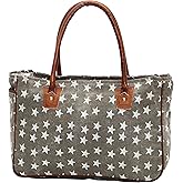 Myra Bag Canvas Freedom of Star Purse - Womens Small Star Bag with Fabric Body and Real Leather Accents, Aesthetic Canvas Purse for Women, Cloth Handbags for Work, College, Everyday, Western Gifts