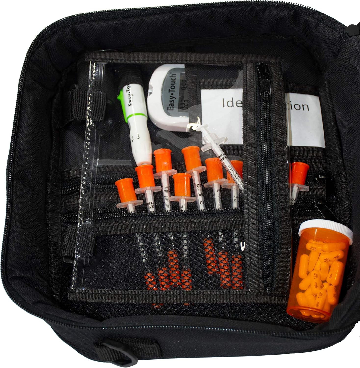 ChillMED Premier Diabetic Supply Organizer | Travel Bag with Shoulder Strap and One 24 oz Cold Pack - Up to 24 Hours of Cool Time - 11" x 9" x 3" (Grey): Health & Personal Care