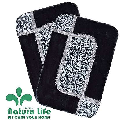 Natura Living Micro Fibre Soft Bath Mat (40x60cm, Charcoal) - Pack of 2 Pieces