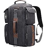 WITZMAN Travel Backpack for Men and Women Carry On Canvas Backpack Duffel Bag for Airplanes Fit 17 Inch Laptop (6661 canvas black)