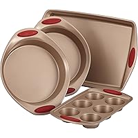 Rachael Ray 52386 Cucina Nonstick Bakeware Set with Grips includes Nonstick Cake Pans, Cookie Sheet / Baking Sheet and…