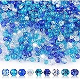 Landical 1215 Pcs Sea Glass Beads Kit Bule Crystal Beads for Jewelry Making Ocean Glass Crackle Faceted Bicone for DIY Necklace Wristband Earring(Dark Blue,Light Blue, White)