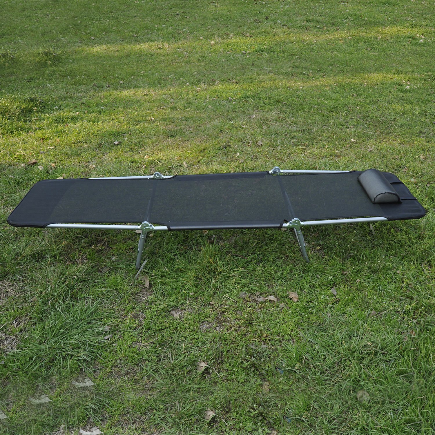 Outdoor Folding Reclining Beach Sun Patio Chaise Lounge Chair Pool Lawn Lounger Black Patio Seating Chairs