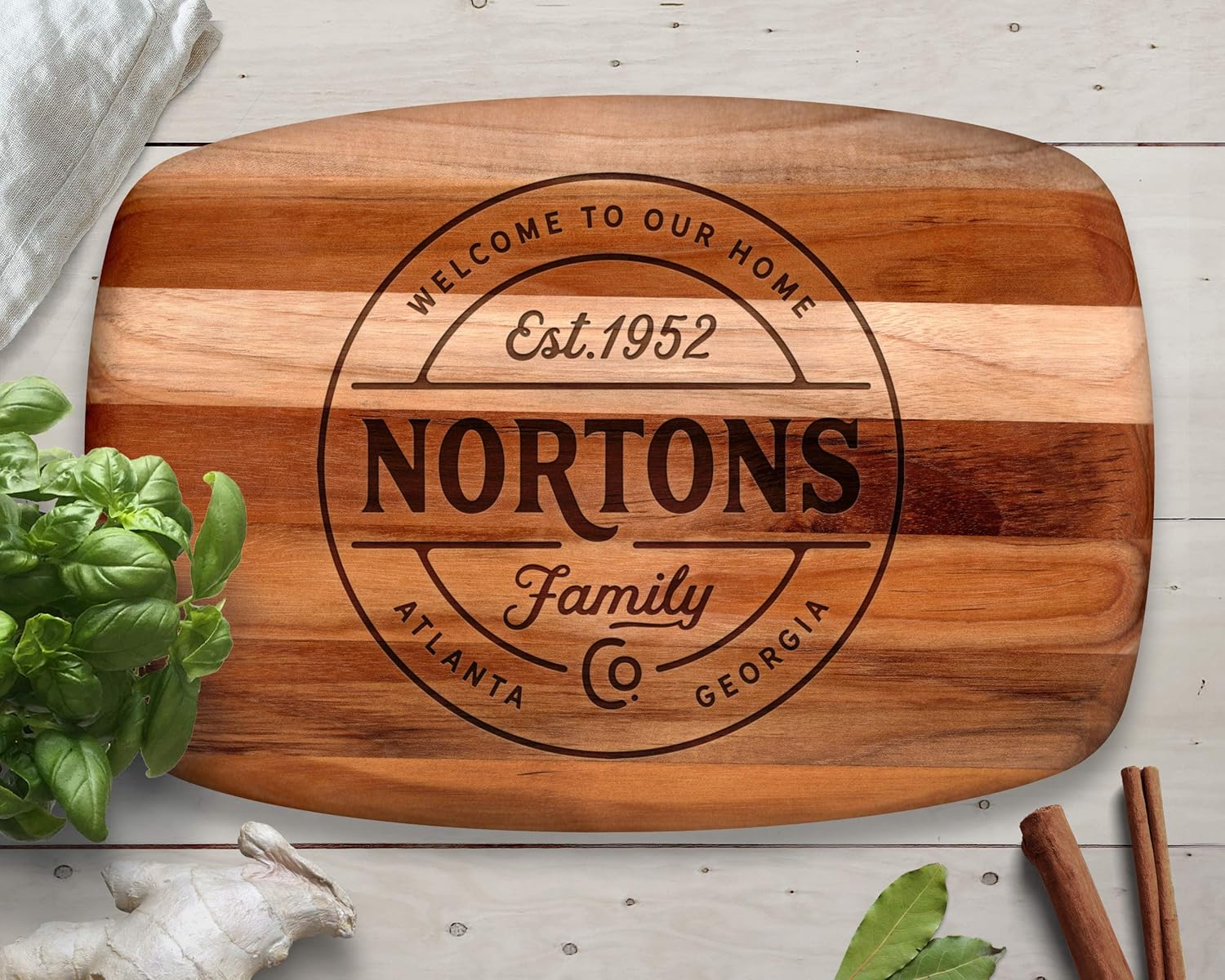 Engraved, Cutting Board, Teak Wood, Dark Wood, Premium Gift