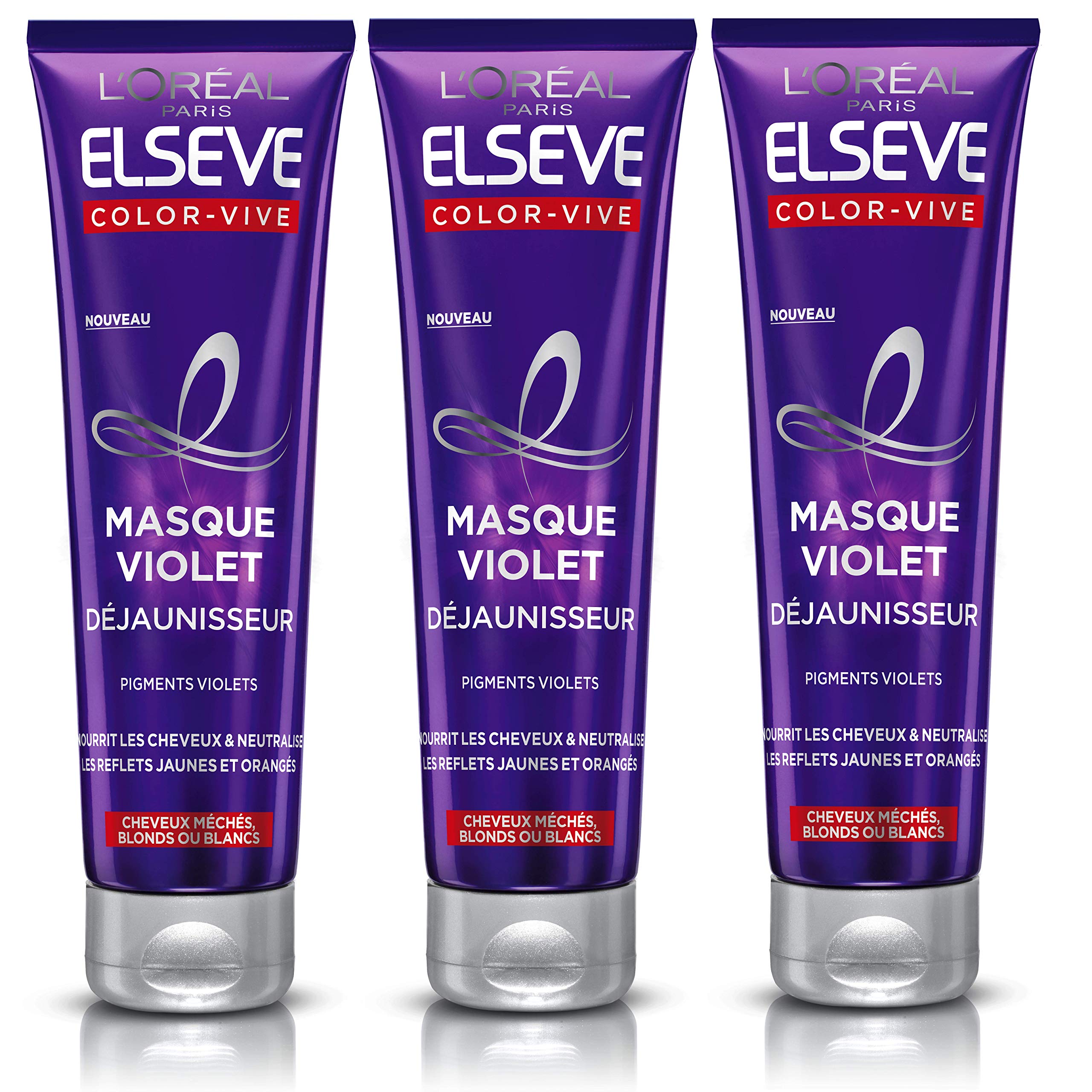 L'Oréal Paris Elsève Color-Vive Purple De-Yellowing Mask 150 ml - Pack of 3