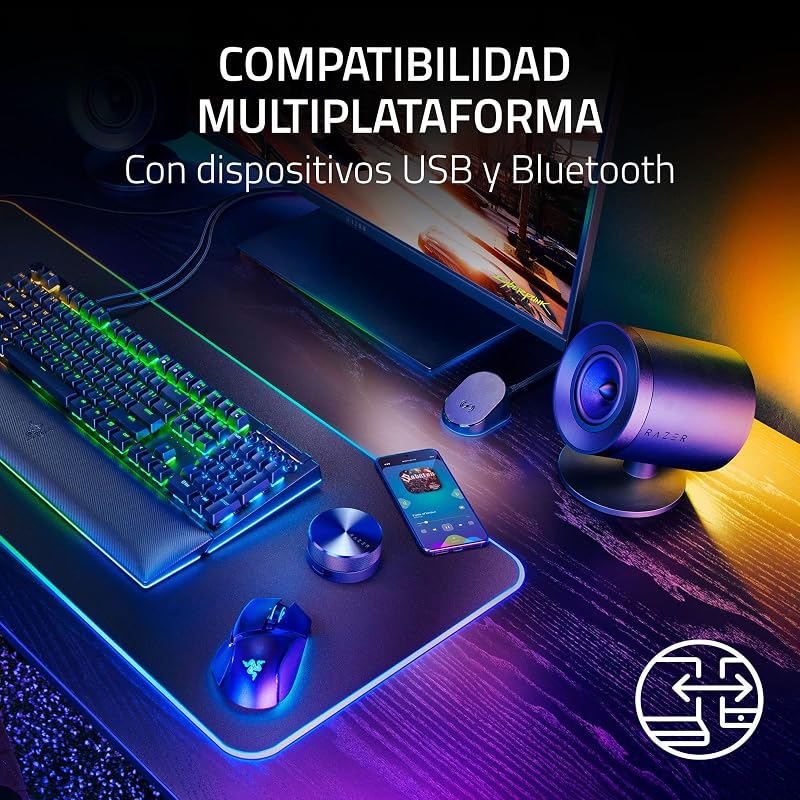 Nommo V2 Pro - Altavoces Gaming de Rango Completo 2.1 para PC con Subwoofer Inalámbrico (Diafragmas de Gama Completa de 3 pulgadas con Correctores de Fase de Aluminio, THX Spatial Audio) Negro