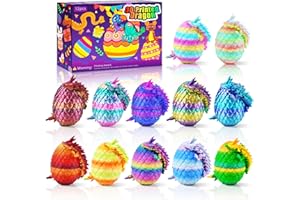 Impossmaker 12PCS Easter Eggs 3D Dragon Eggs with Dragon Inside, Micro Easter Basket Stuffers Mini Articulated Unique Easter Basket Essentials for Adults Kids