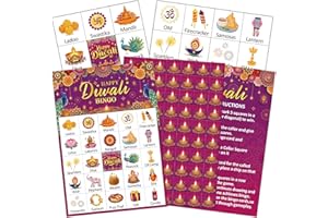 EOBECY Happy Diwali Bingo Game Cards, 34 Pcs Diwali Party Games Card Set for 24 Player, Halloween Bingo Party Favors, Family Gathering Classroom Activities Indian New Year Supplies